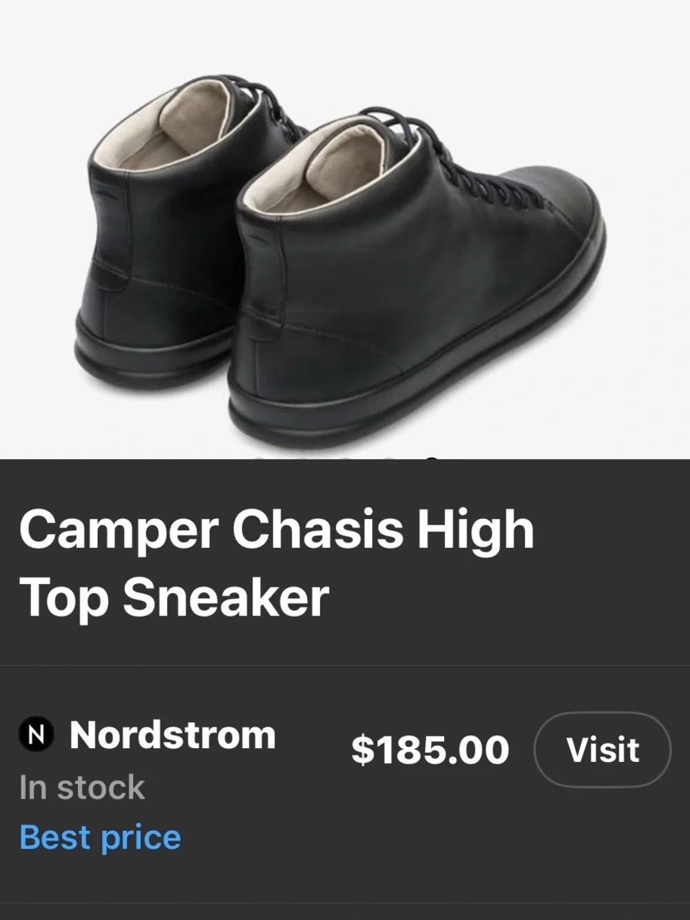 Camper Chasis men’s high-top sneakers / ankle boots in classic black leather.